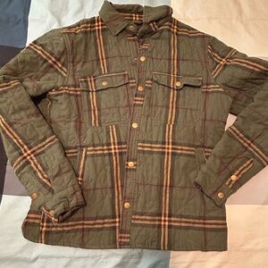 Cotton On Olive Green and Gold Plaid Quilted Jacket